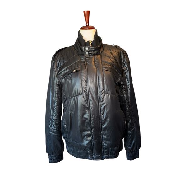 Guess Puffer Bomber Jacket | Black Quilted | Warm Casual Outerwear | Size XL - Picture 2 of 10